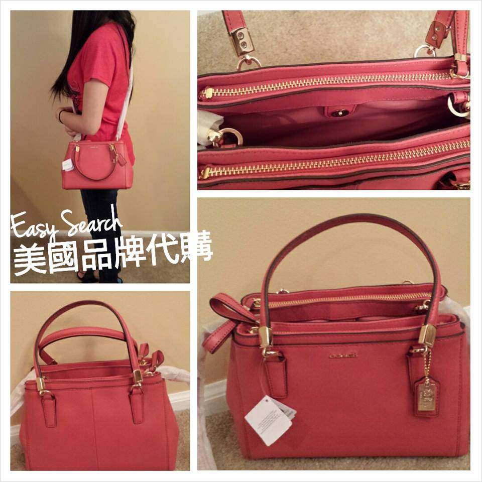 COACH Madison Saffiano Hot Pink Leather Mini Tote Bag Purse With Shoulder  Strap 
