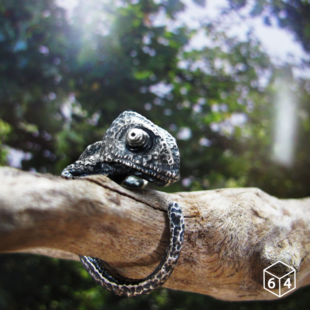 變色龍 活圍 純銀戒指