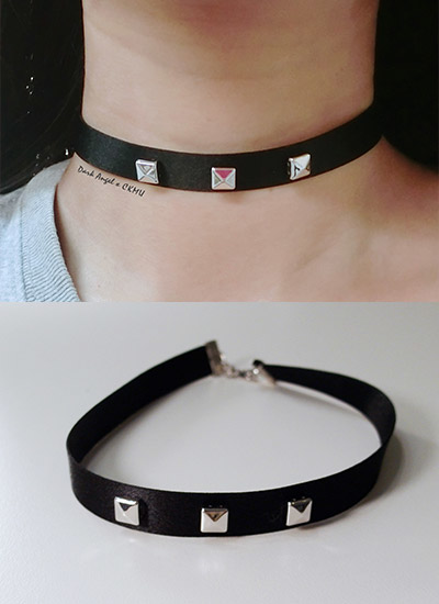 [現貨] 方形鉚釘脖環