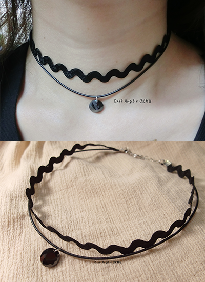 [現貨] 波浪式圓形黑鑽脖圍