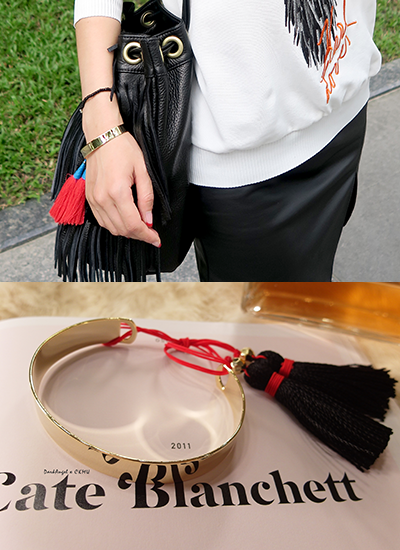 [現貨] 優雅大C字黑流蘇手環