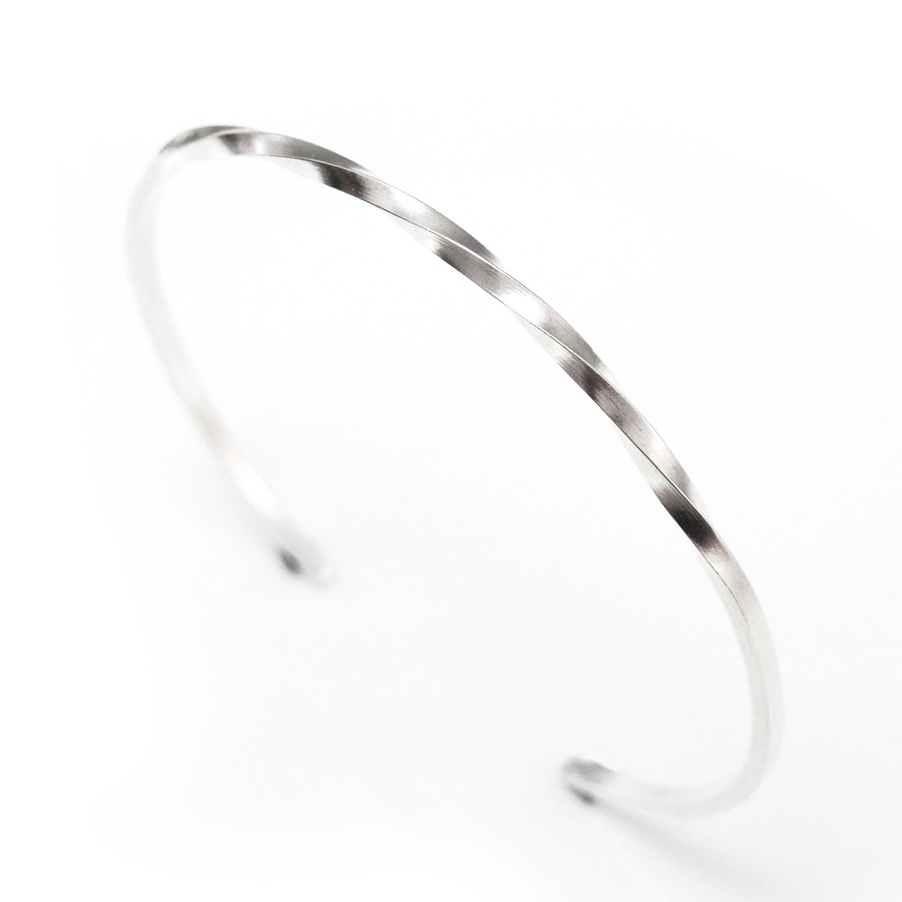 極細版 方扭手環 925純銀手環 C型手環 開口式設計 女生手環