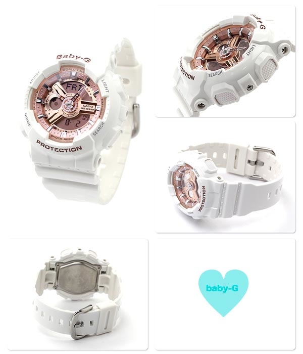 Buy Casio Baby G Ba 110 7a1 White X Rose Gold Watch