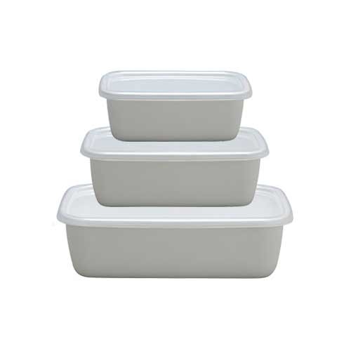日本製琺瑯長方形深M（有密封蓋子）