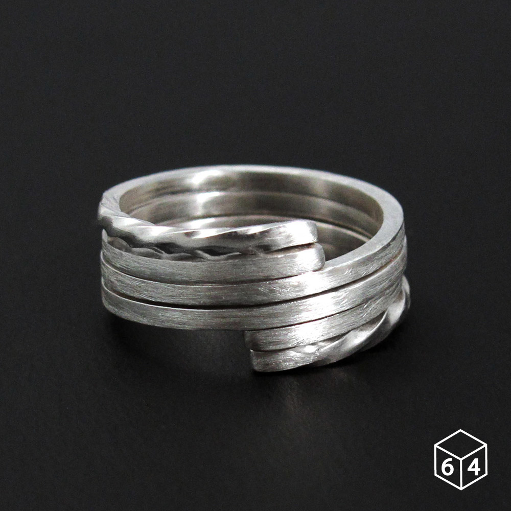 戒指 Star trails 軌跡戒 925純銀戒指(雙只)-64DESIGN