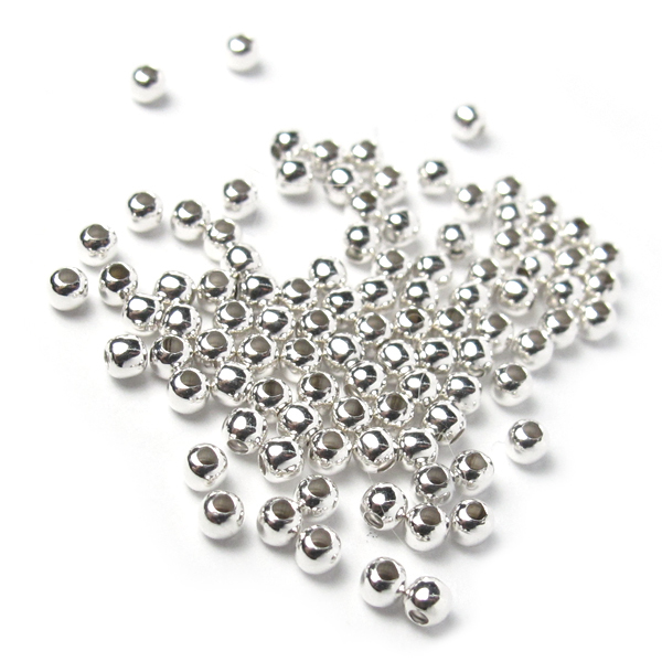 2mm有孔銀珠-100入