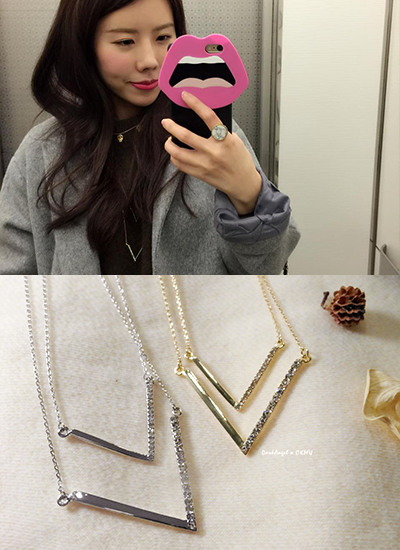 [現貨] 韓藝瑟雙V典雅長項鍊