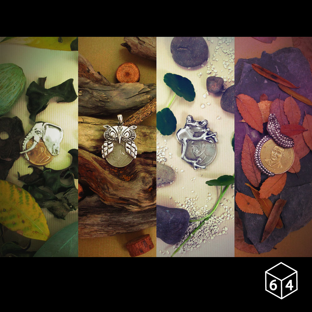 叢林風 銀元錢夾 套組(共四款,不含鍊)手工設計-64DESIGN