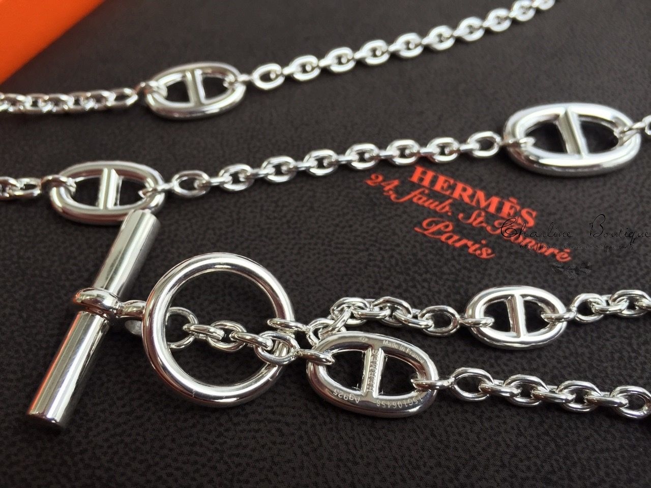 Hermès Farandole Long Necklace 120CM 銀色不規則大小θ銀飾長項鍊-Charline Boutique 精品代購