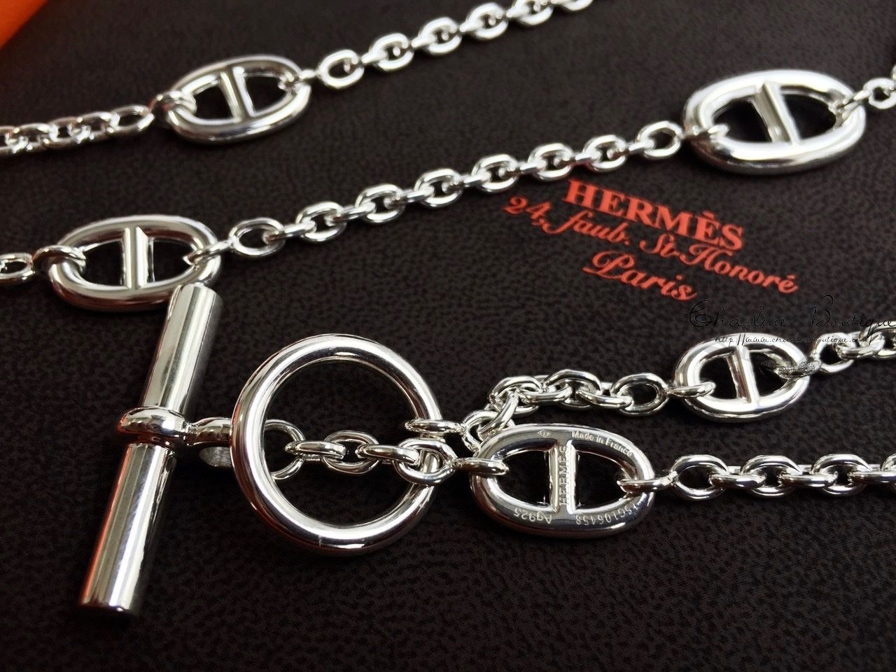 Hermès Farandole Long Necklace 120CM 銀色不規則大小θ銀飾長項鍊-Charline Boutique 精品代購