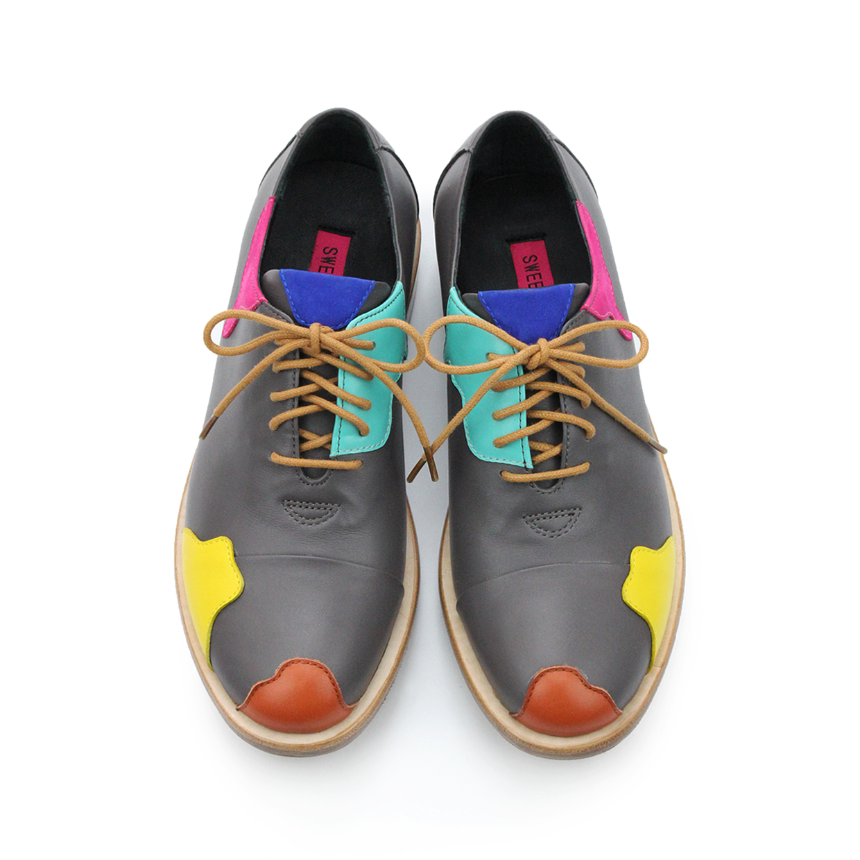 Encounter Macaroon M1087A Grey Duke Leather Oxford Shoes