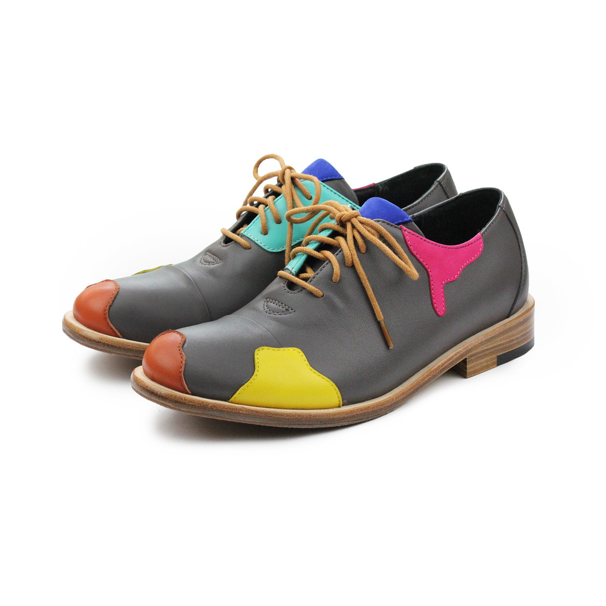 Encounter Macaroon M1087A Grey Duke Leather Oxford Shoes