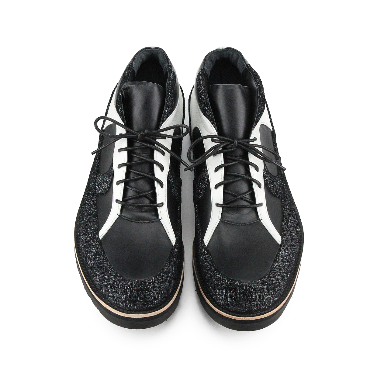 FROZEN SHORE M1145 Black White Leather Casual Shoes