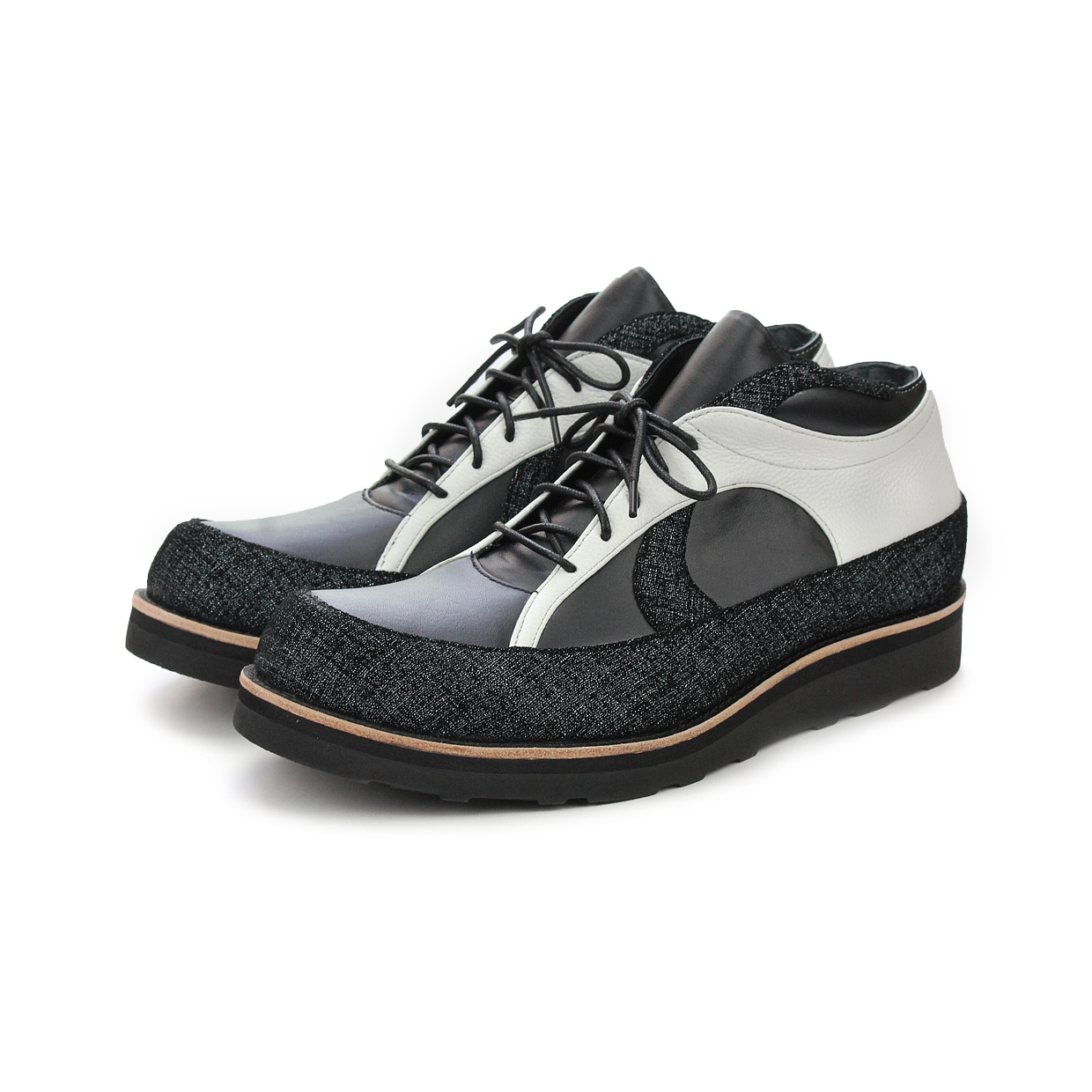 FROZEN SHORE M1145 Black White Leather Casual Shoes