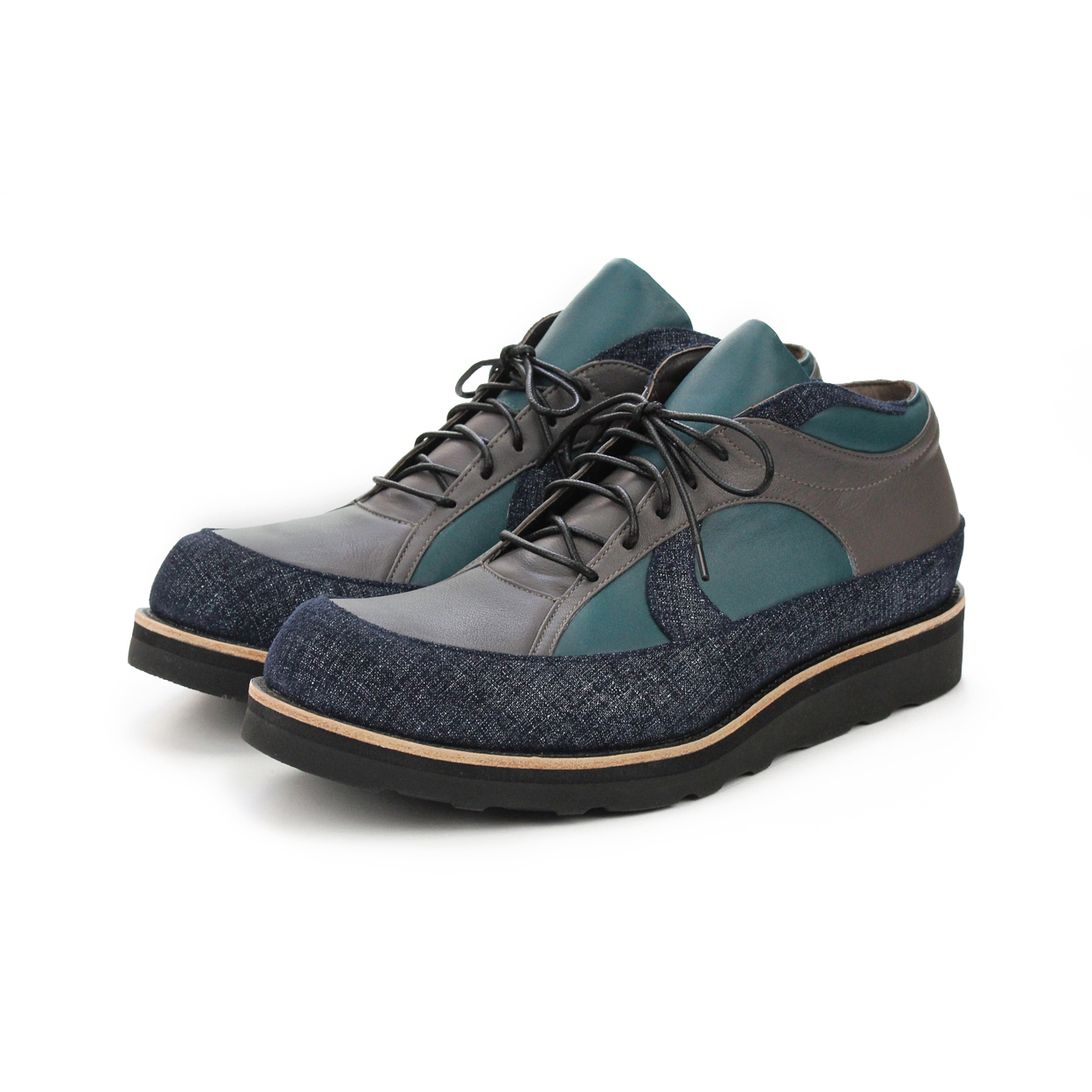 FROZEN SHORE M1145 Navy Grey Leather Casual Shoes