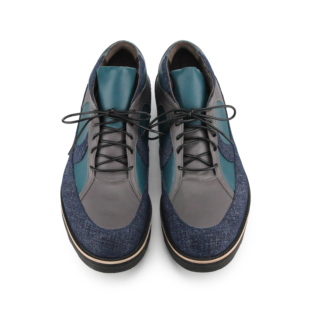 FROZEN SHORE M1145 Navy Grey Leather Casual Shoes