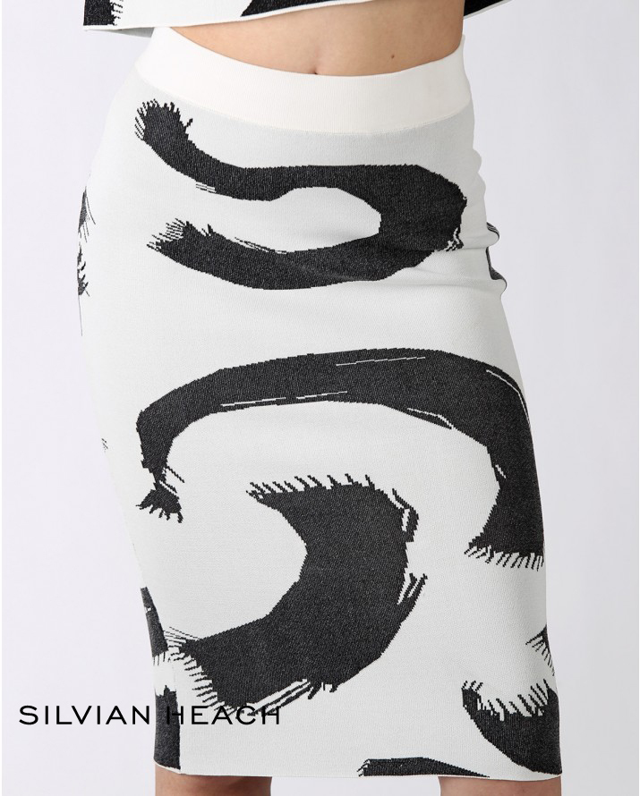 【Silvian Heach】筆墨幾何彈性及膝窄裙