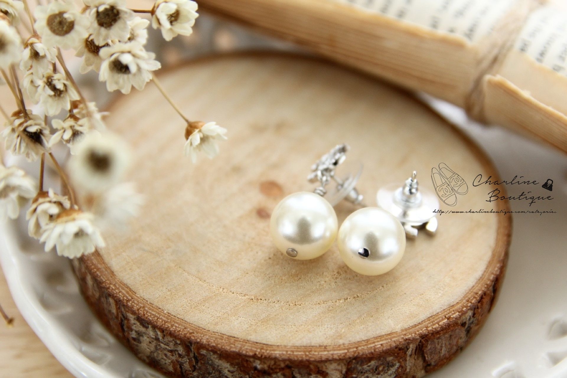 Chanel Earrings 銀色小CC水鑽垂墜珍珠耳環-Charline Boutique 精品代購