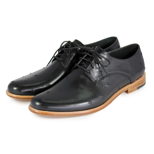 Snowdrop M1091 Stitching Piano Black Leather Derby Shoes