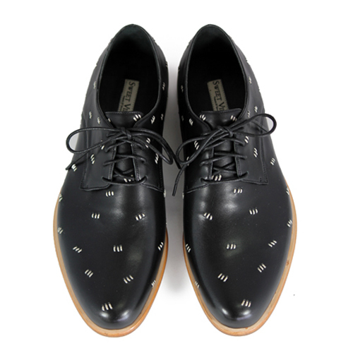 Snowdrop M1091 Stitching Black Leather Derby Shoes