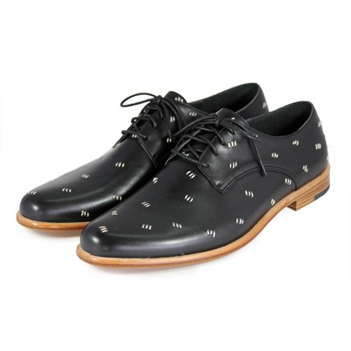 Snowdrop M1091 Stitching Black Leather Derby Shoes