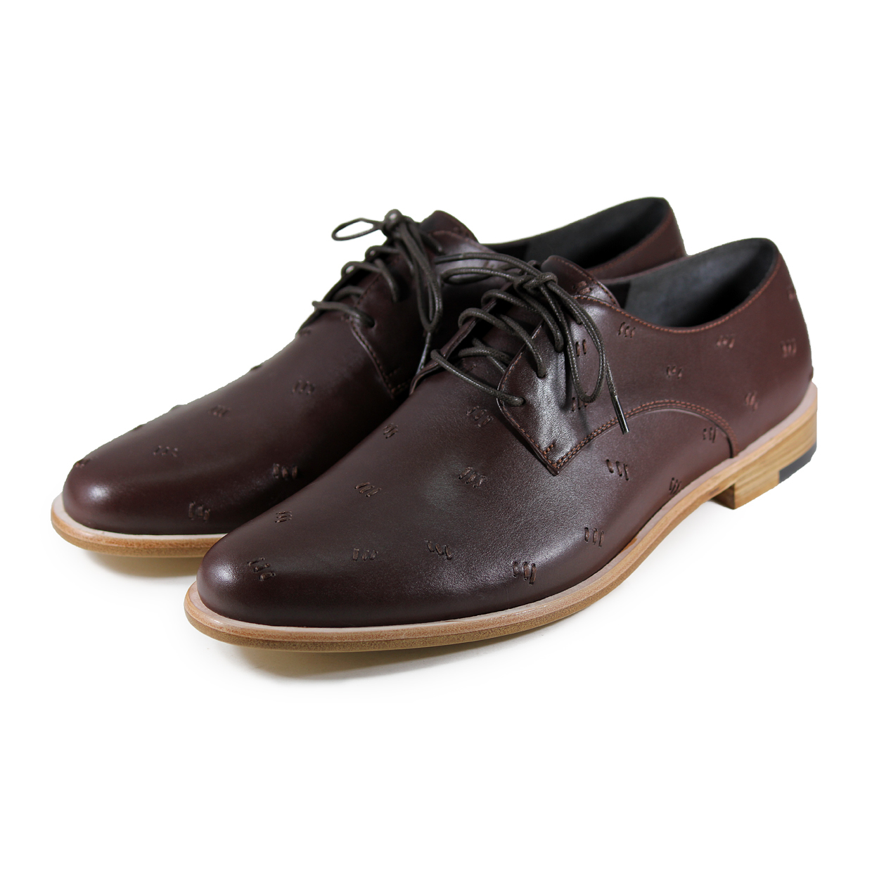 Snowdrop M1091 Stitching Brown Leather Derby Shoes