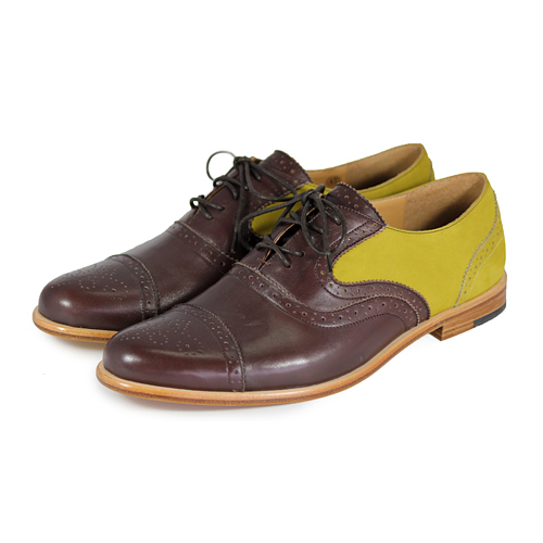 Poppy M1093B Brown Mustard Leather Oxford Shoes