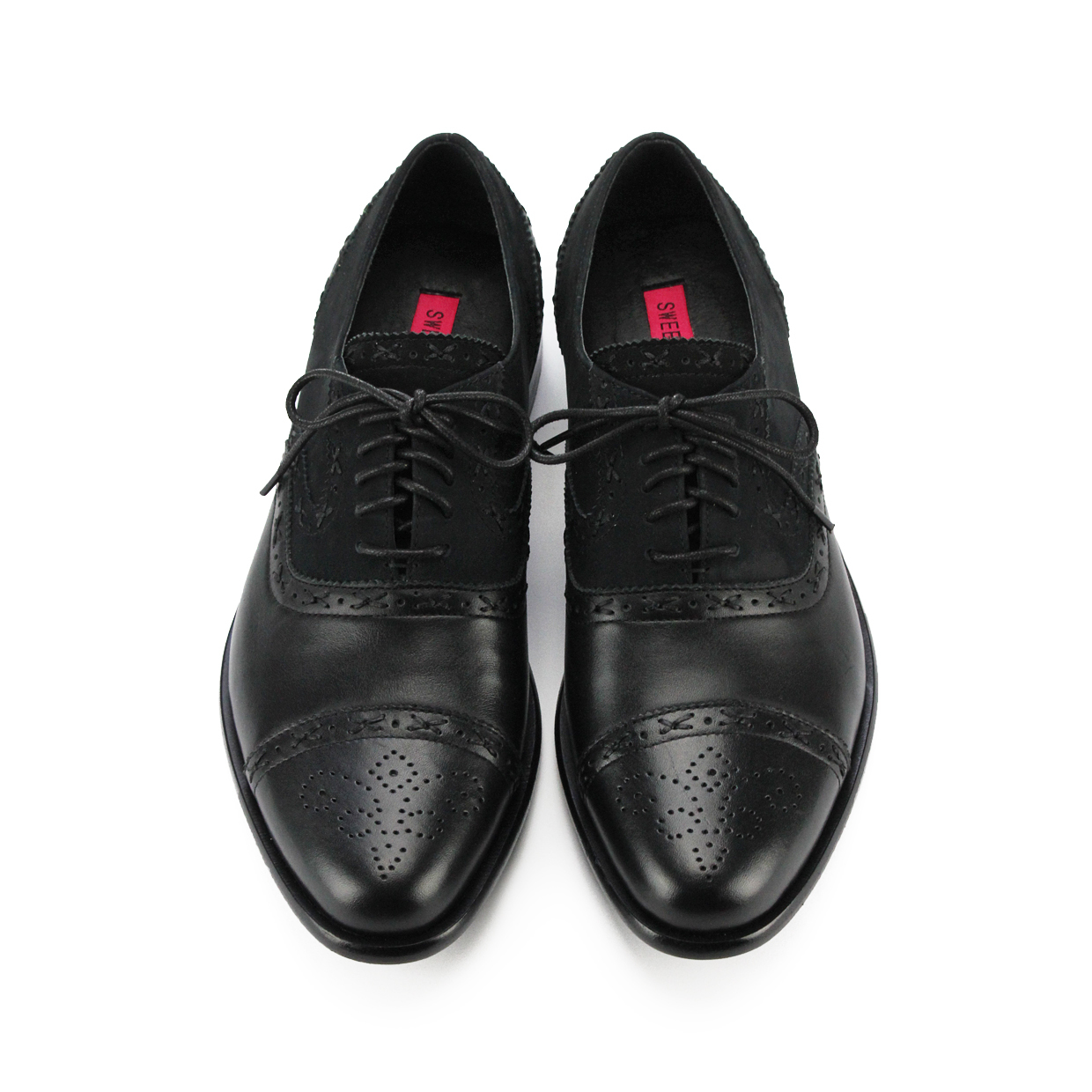 Poppy M1093C Black Leather Oxford Shoes