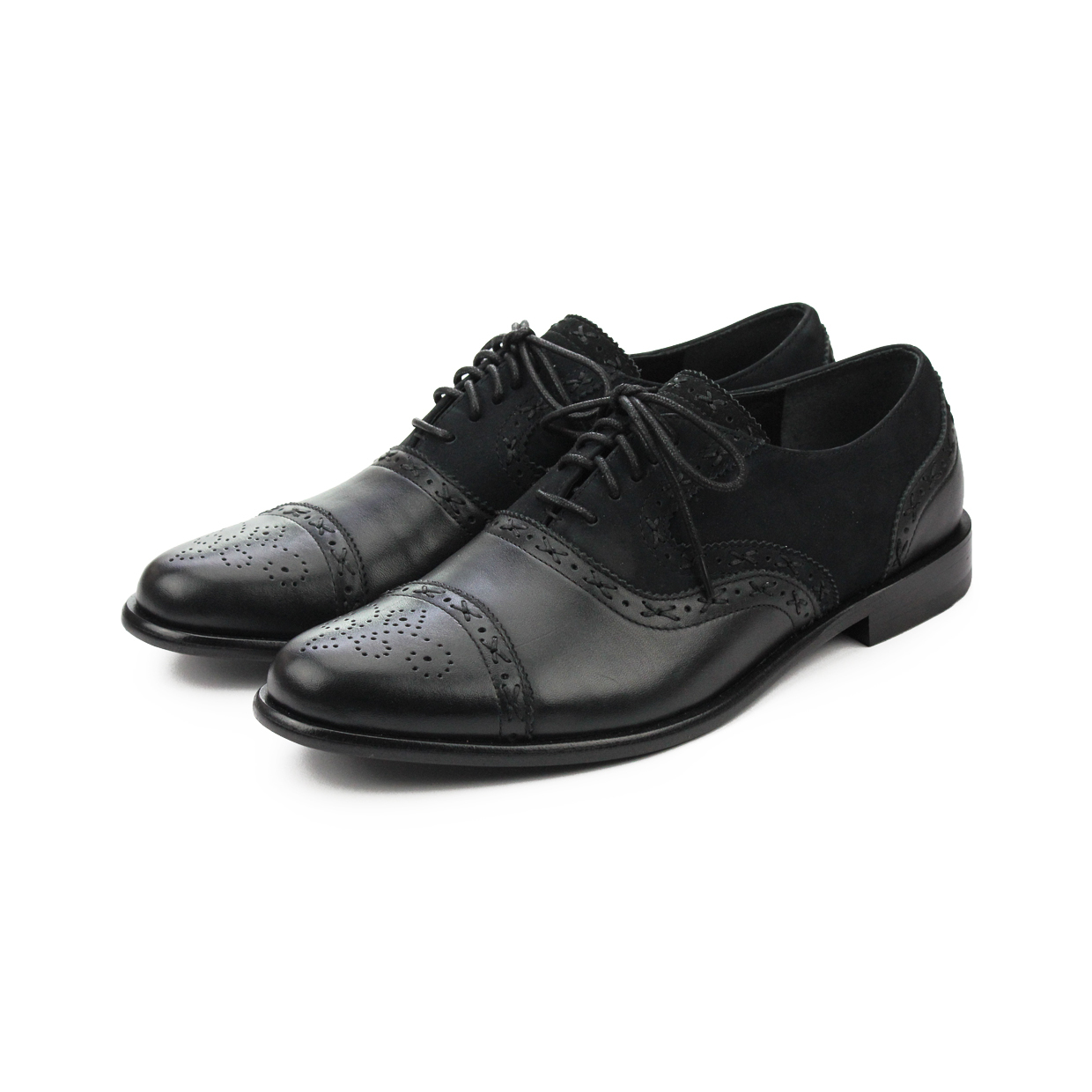 Poppy M1093C Black Leather Oxford Shoes