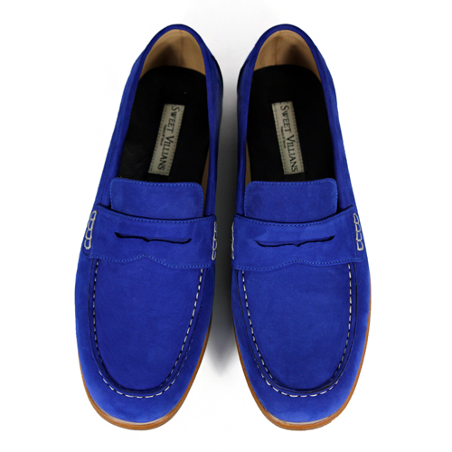 Rose Angel M1108 Royal Blue Penny Leather Loafers