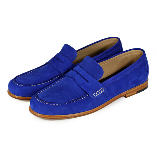 Rose Angel M1108 Royal Blue Penny Leather Loafers