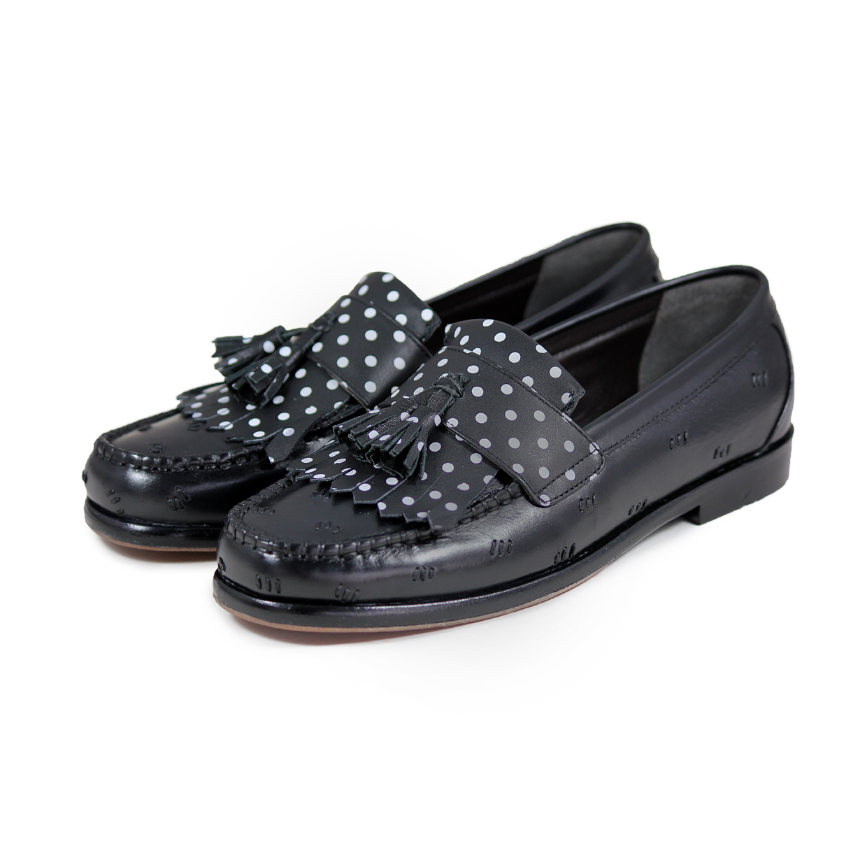 Agave M1109 Black PolkDot Leather Loafers