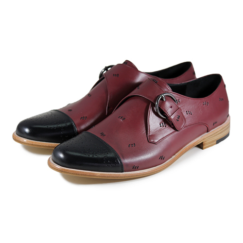 Monk Strap JAZZ M1120 Stitching Black Burgundy