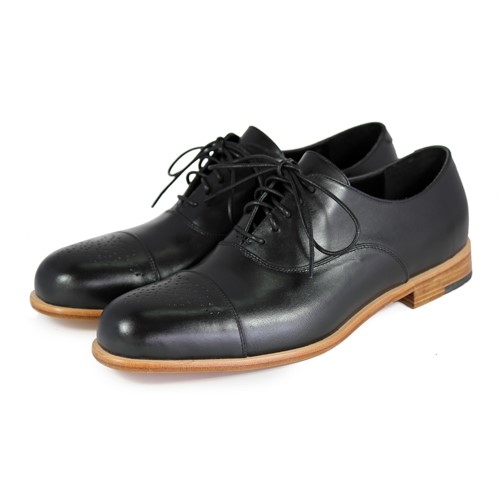 Spurge Laurel M1124 Black Leather Oxford Shoes