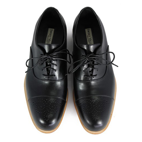 Spurge Laurel M1124 Black Leather Oxford Shoes