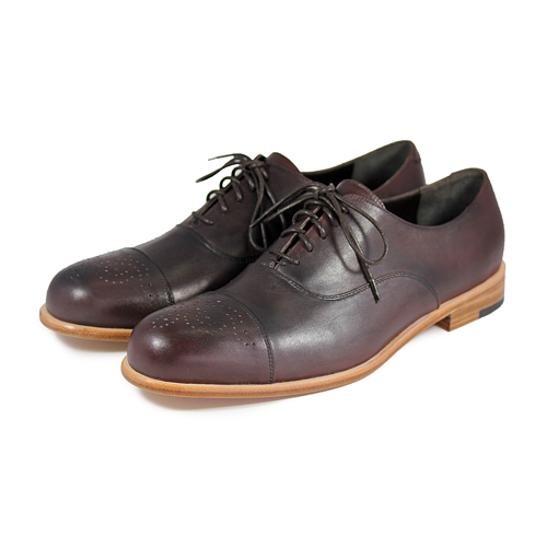 Spurge Laurel M1124 Metal Brown Leather Oxford Shoes