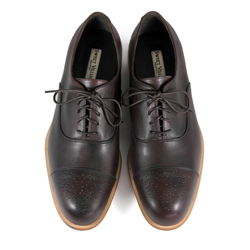 Spurge Laurel M1124 Metal Brown Leather Oxford Shoes