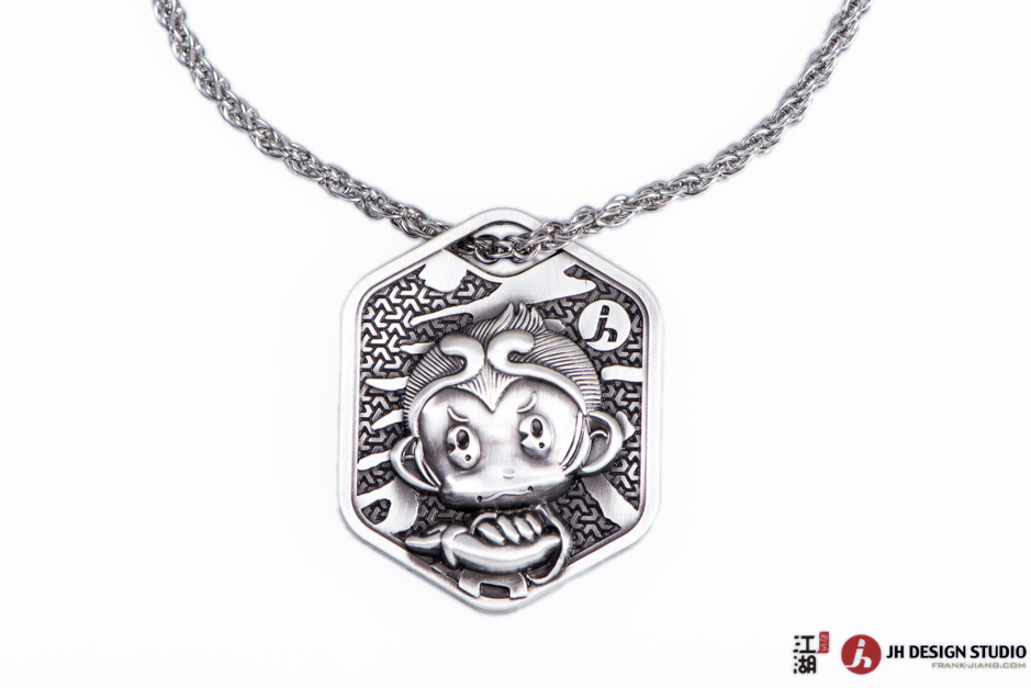 江湖猴令-925純銀經典款-不銹鋼鍊