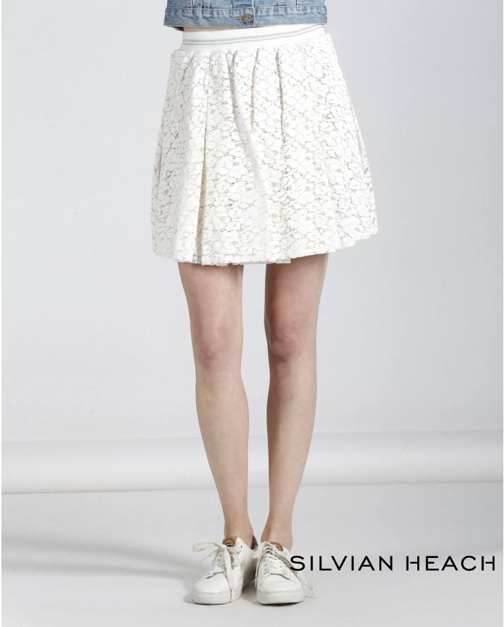 【Silvian Heach】厚布蕾絲大折短裙