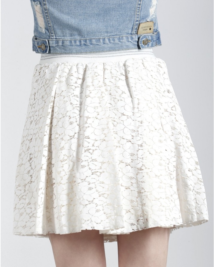 【Silvian Heach】厚布蕾絲大折短裙