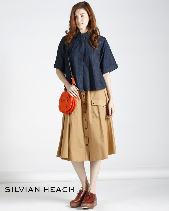 【Silvian Heach】寬版五分袖牛仔襯衫