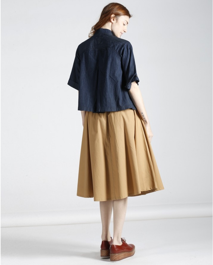 【Silvian Heach】寬版五分袖牛仔襯衫