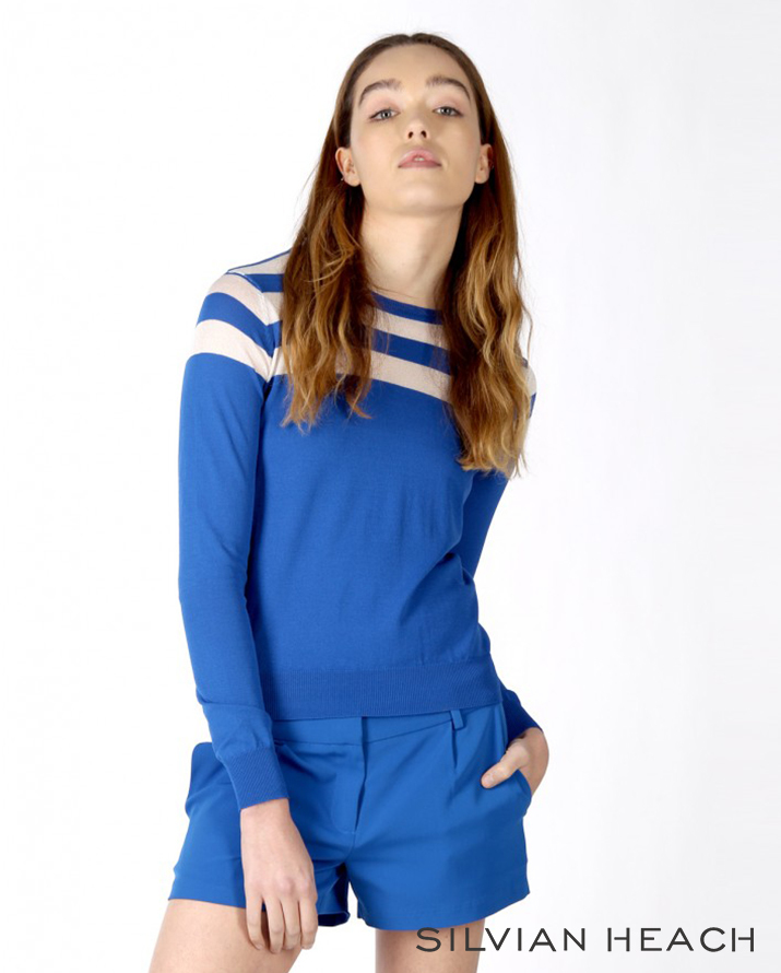 【Silvian Heach】胸口雙白條針織上衣