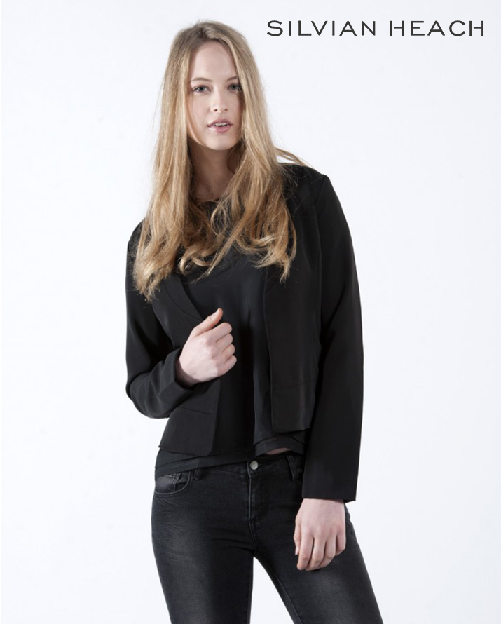 【SH】異材質無扣短版西裝外套