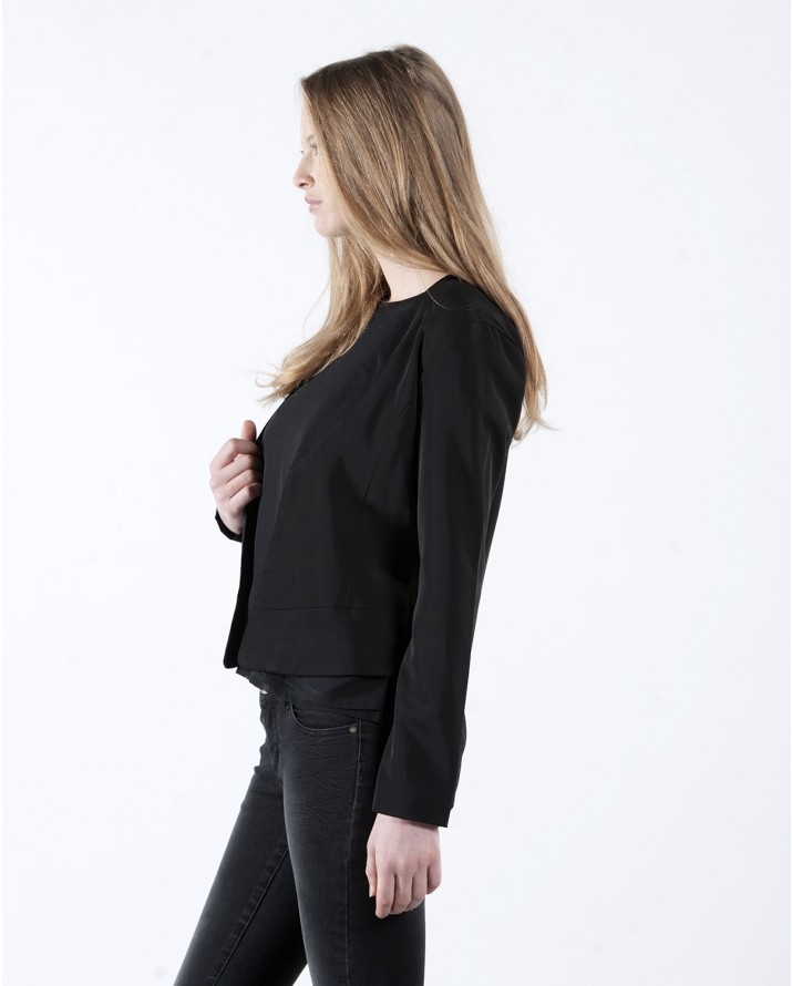 【SH】異材質無扣短版西裝外套