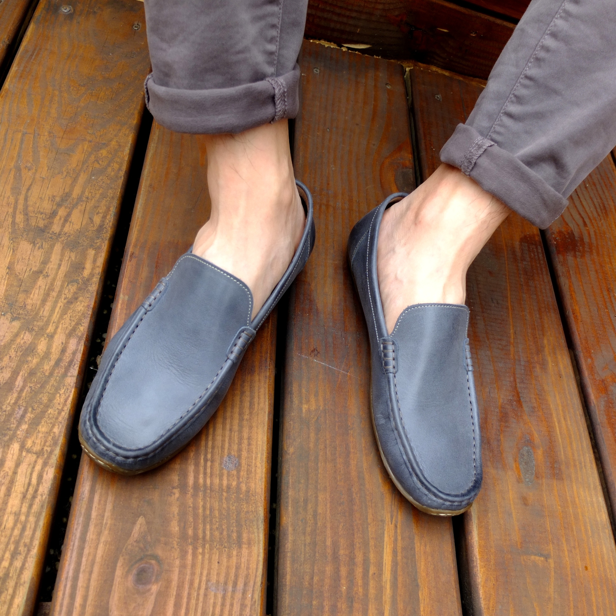 【men's莫卡新】真皮苯染蠟感牛皮男士樂福便鞋