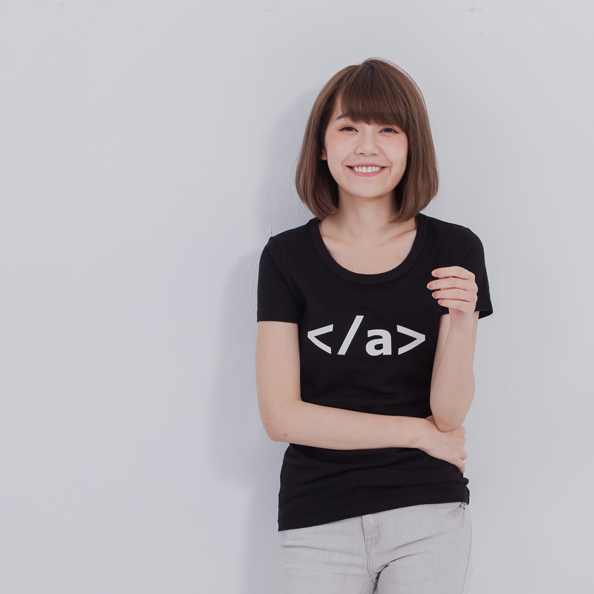 結束超連結 短袖 蜜桃棉 女T 黑色