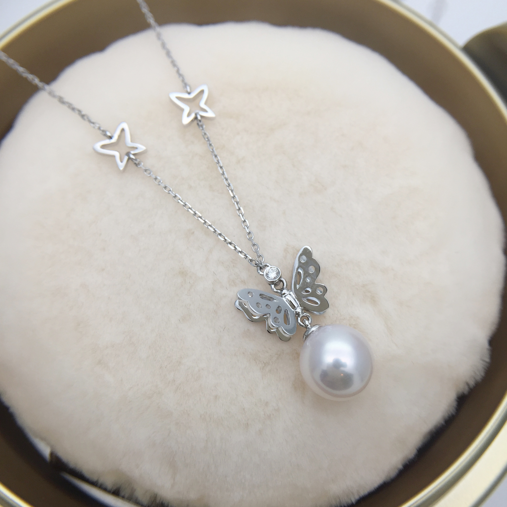 18K白金日本Akoya（9-9.5mm）鑽石項鍊