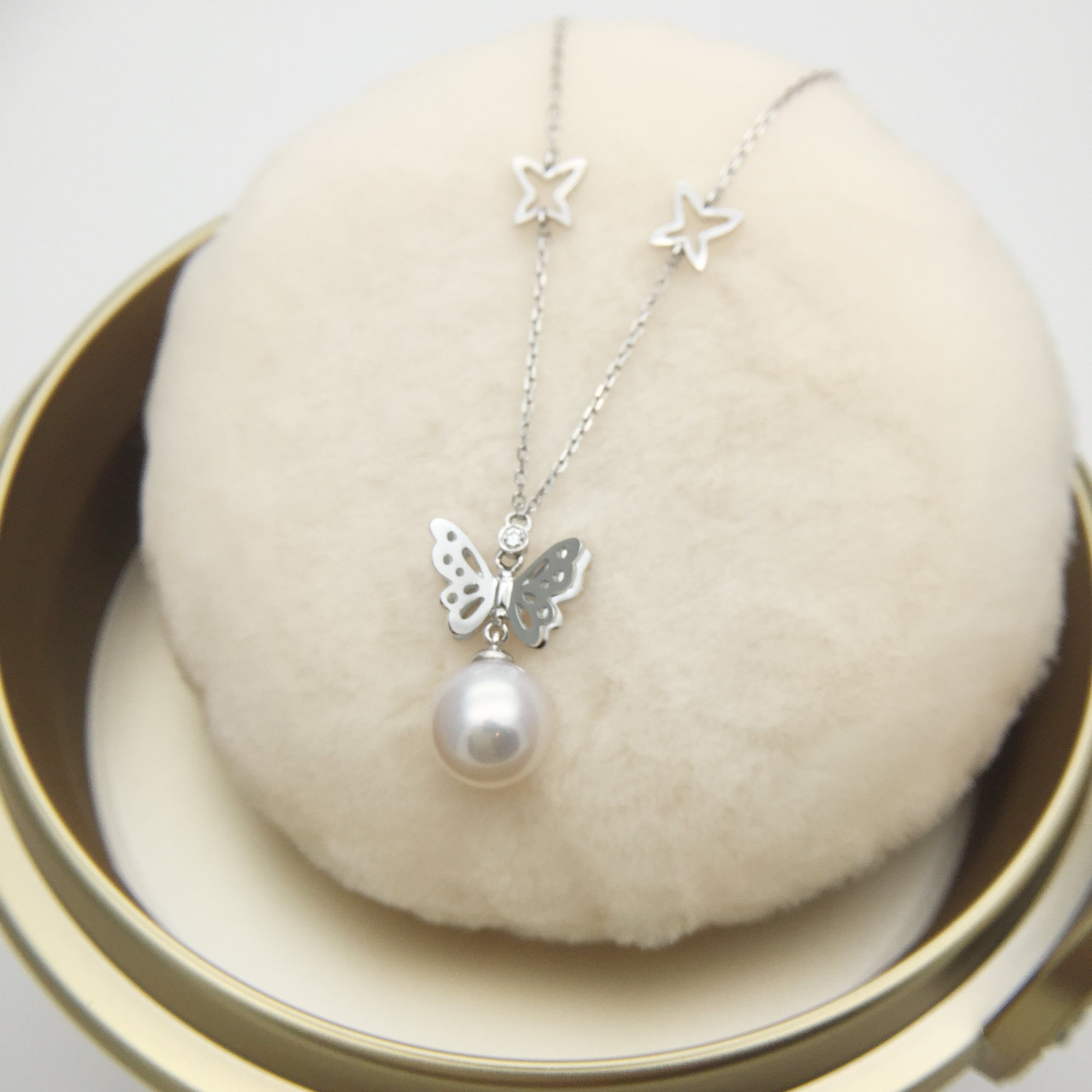 18K白金日本Akoya（9-9.5mm）鑽石項鍊