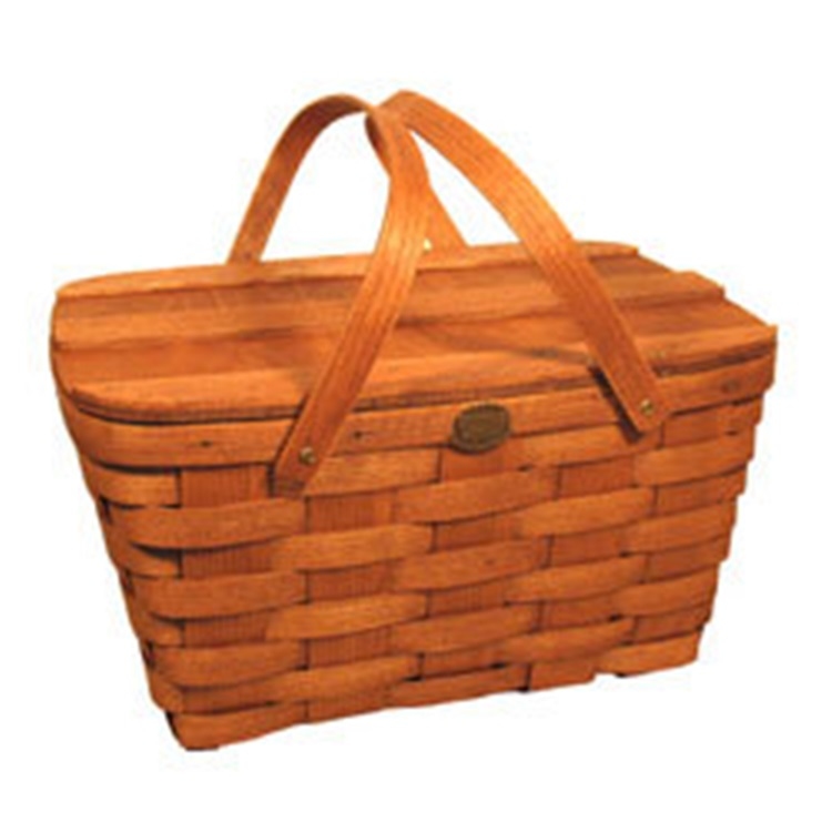 Country slatted lid picnic basket-鄉村床板蓋上掀式野餐籃-2-4人份